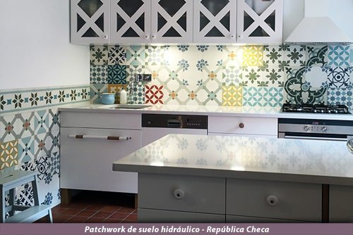 cocina demosaica azulejos y baldosas hidraulicas colores